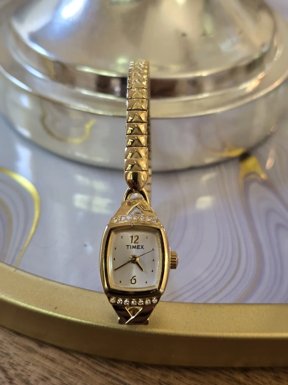 Timex Women's Gold-Tone Bracelet Watch - Elegant Crystal Accents